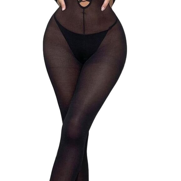 for Women Sleeveless Matte Full-body Bodysuit Crossed Chest Straps Deep V Jumpsu - Picture 1 of 6